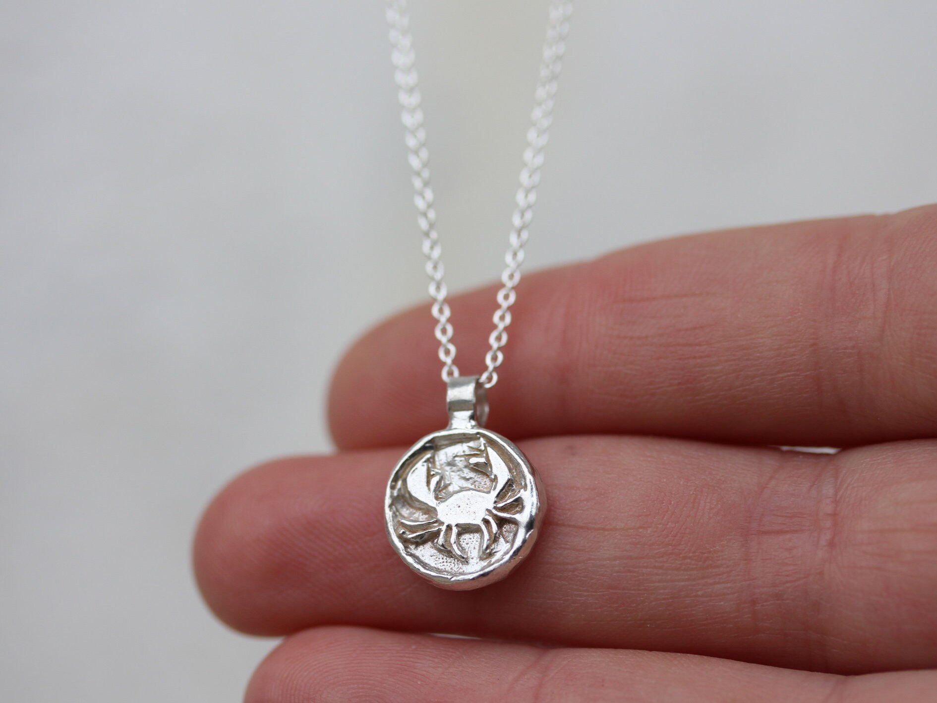 Zodiac Necklace Sterling Silver Cancer Necklace Zodiac Charm Etsy