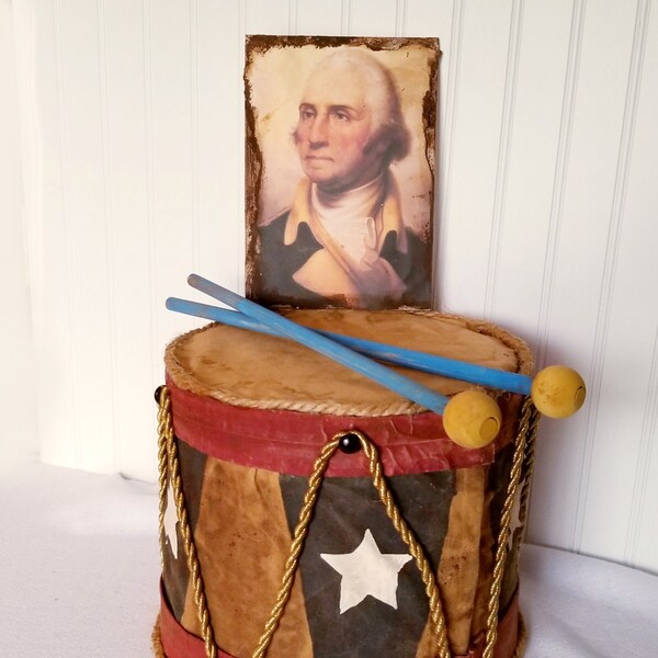 Patriotic Drum Replica | 4th July Americana Decor