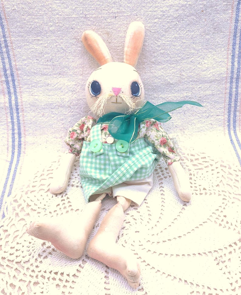 Primitive Bunny: Folk Art Rabbit- Soft Stuffed Spring Doll - Etsy