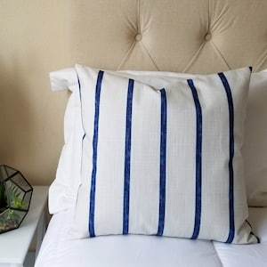 One Blue Pillow Cover, Dark Blue Pillow Sham, Minimalist Pillows, Blue White Pillow, Navy Pillow Cover, Blue Striped Pillow Stripe