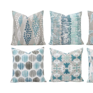 Aqua and gray throw pillows store