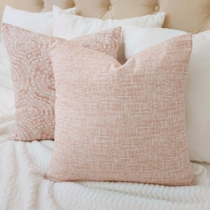 One Blush Pink Pillow Cover, Solid Pink Throw Pillow, Custom Pillow Sham, Nursery Pillow, Pink White Pillow, 26 x 26 Pillow Euro Sham Lumbar