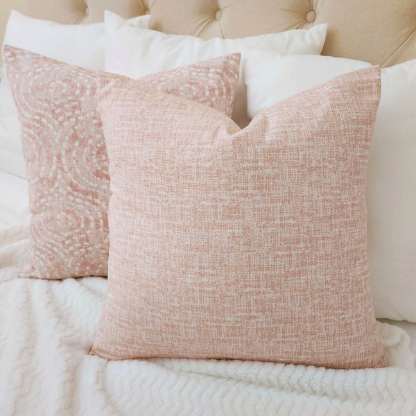 One Blush Pink Pillow Cover, Solid Pink Throw Pillow, Custom Pillow Sham, Nursery Pillow, Pink White Pillow, 26 x 26 Pillow Euro Sham Lumbar