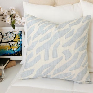 One Soft Blue Pillow Cover, Zebra Pillow Cover, Modern Pillow Sham, Accent Pillow, Light Blue Throw Pillow, 20 x 20 Pillow 18 x 18 Pillow 22
