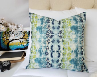 One Throw Pillow Cover - Blue and Green Covers - Blue Pillow - Blue Throw Pillow - Blue Pillow Sham - Blue Toss Pillow - Green Pillows