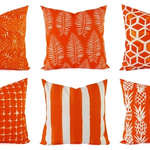 Outdoor Pillow Covers - Orange Pillow - Marmalade Pillow Cover - Patio Pillow - Orange Outdoor Pillow - Geometric Pillow - Pineapple Pillow