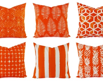 OUTDOOR Pillow Covers - Orange Pillow - Marmalade Pillow Cover - Patio Pillow - Orange Outdoor Pillow - Geometric Pillow - Pineapple Pillow