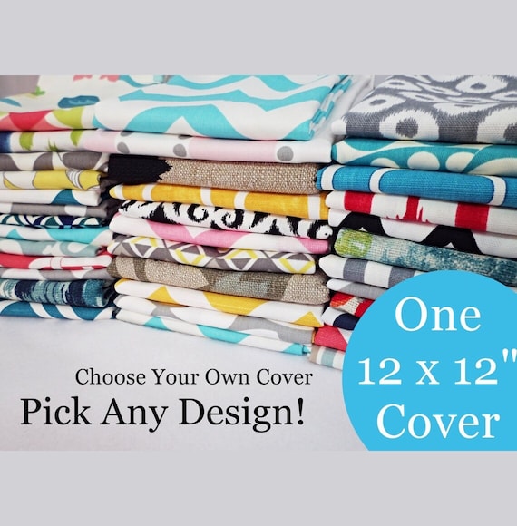 12 x 12 Inch Pillow Cover, One Pillow Cover, Choose Your Own Design, Designer Pillow Sham, Accent Pillow, 12 Inch Toss Pillow with Zippers