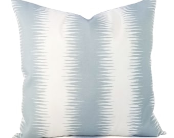 Two OUTDOOR Pillow Covers - Striped Pillows - Blue Patio Pillows - Blue Outdoor Pillow Cover - Blue Grey Pillows - 16" Pillow 18" pillow