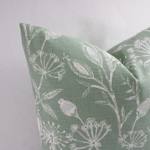 One Green Pillow Cover, Floral Pillow Sham, Green Throw Pillow, Green Decorative Pillow, Flower Pillow Cover, Zipper Pillow Cover image 5