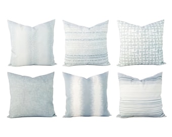 OUTDOOR Blue Pillow Cover - Outdoor Blue Grey Pillow - Decorative Pillow - Soft Blue Pillows - Patio Pillows - Blue Outdoor Pillow Cover