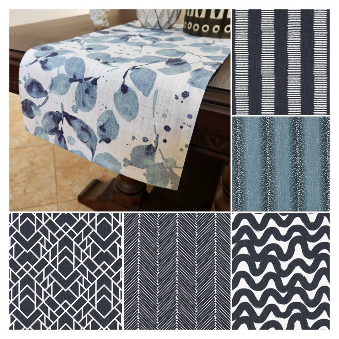 Deep Blue Table Runner, Custom Size Table Centerpiece, Fabric Table