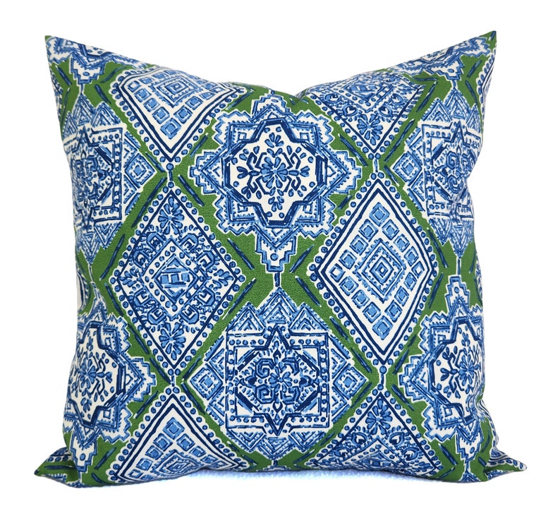 OUTDOOR Pillow Cover, Blue Pillow Cover, Green Throw Pillow, Blue and Green Pillow Sham, Blue Patio Pillow, Blue Outdoor Pillow Set, 16 x 16 4. Milan