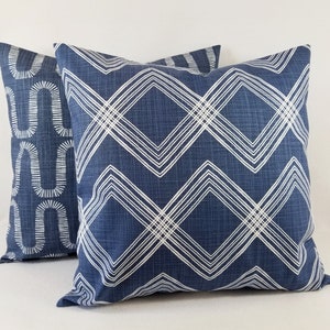 One Blue and White Pillow Cover Blue Pillow Cover Modern Pillow Sham Blue Throw Pillow Blue Custom Pillow Covers Blue Accent Pillow image 7