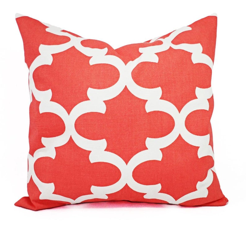 Coral Pillow Cover Coral Throw Pillow Decorative Pillows Coral Accent Pillow Coral Pillows Coral Lumbar Pillow Coral Euro Sham image 9