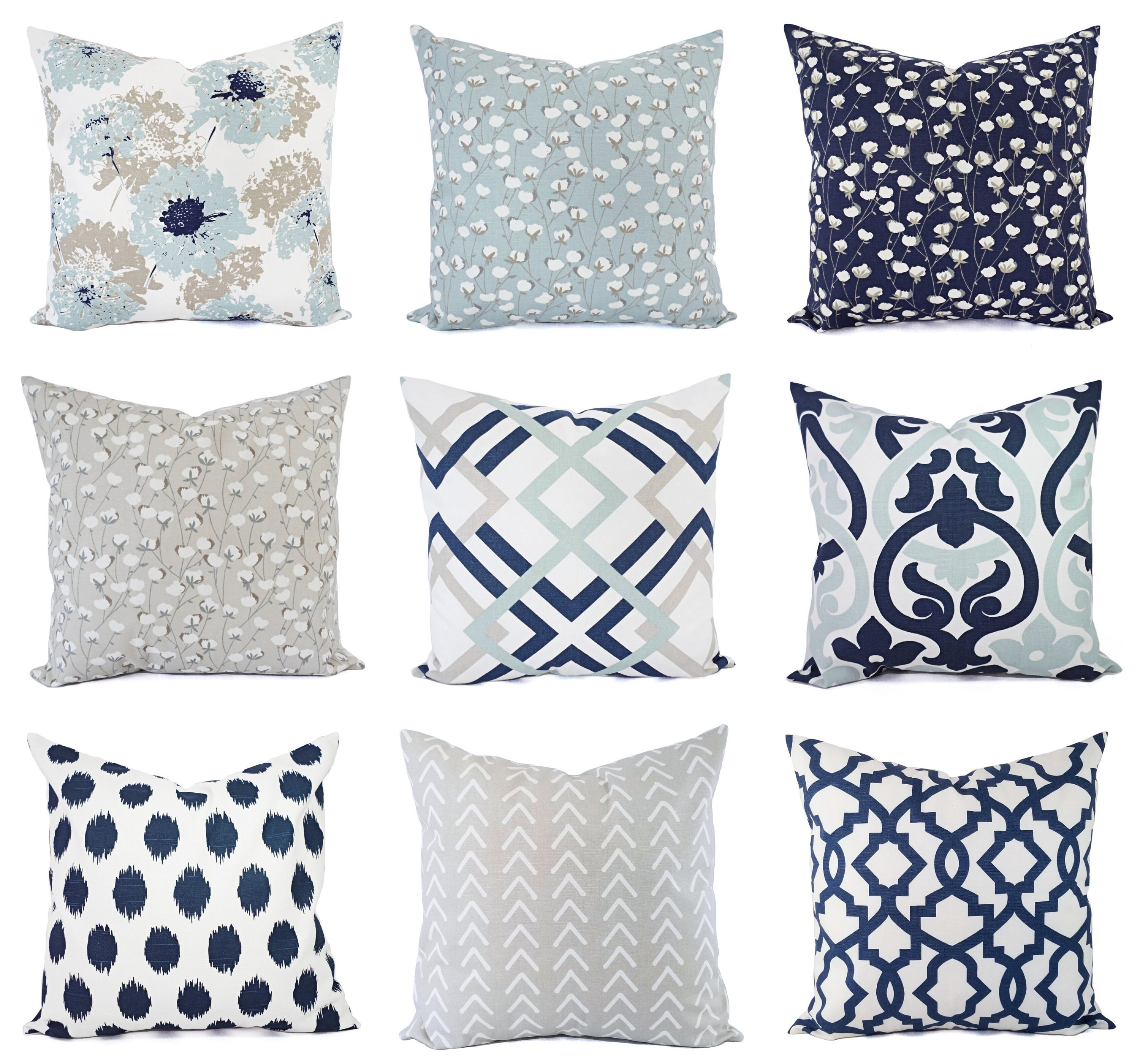 White and blue pillows online