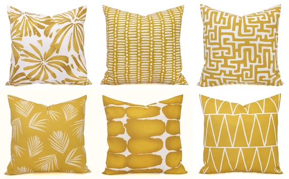 OUTDOOR Pillow Covers, Spice Yellow Pillow Cover, Patio Pillow, Yellow Outdoor Pillow, Custom Size Pillow Zipper Pillow, Modern Pillow