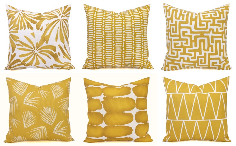 OUTDOOR Pillow Covers, Spice Yellow Pillow Cover, Patio Pillow, Yellow Outdoor Pillow, Custom Size Pillow Zipper Pillow, Modern Pillow image 1