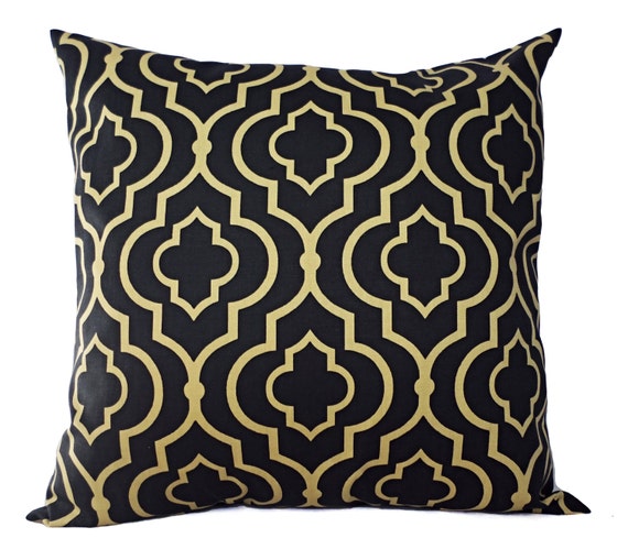 Clearance Decorative Pillow Cover Black And Gold Throw Etsy