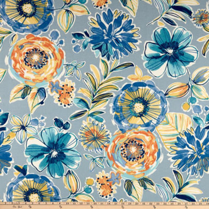 OUTDOOR Two Floral Pillow Covers Blue Pillows Patio Pillow Etsy