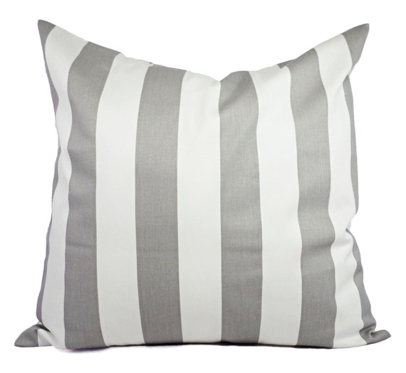 Two Grey and White Striped Decorative Throw Pillow Covers Etsy