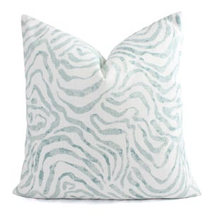 One Soft Green Decorative Pillow Cover, One White and Green Throw Pillow Cover, Animal Print Pillow, Green Pillow Covers Pillow Sham