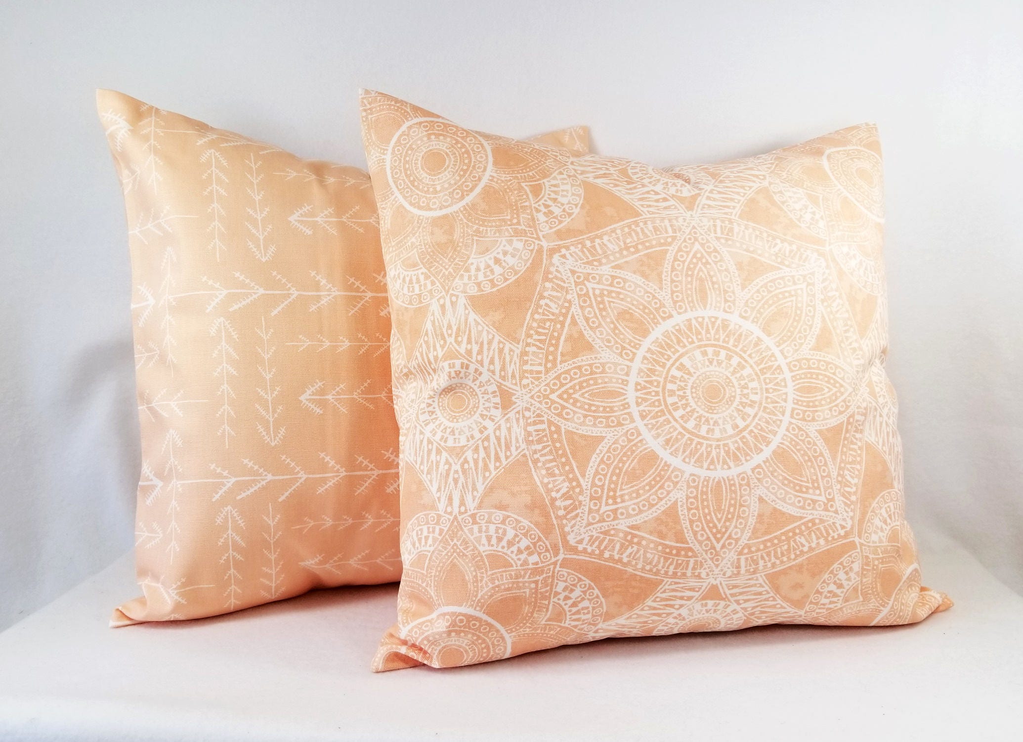 Two Peach Pillow Covers Peach Throw Pillow Pink Pillows Etsy