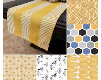 Deep Yellow Table Runner, Custom Size Table Centerpiece, Fabric Table Runner, Yellow Blue Table Runner, Dining Room Decor, Custom Decor