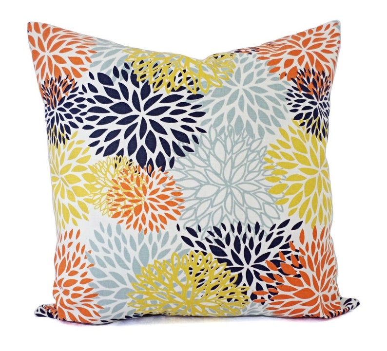 Orange Navy Pillow Cover Orange Pillow Cover Navy Etsy