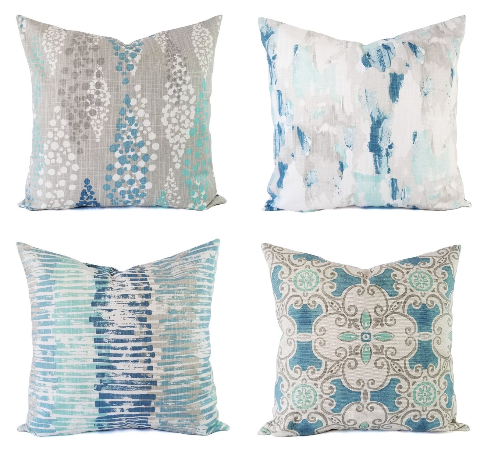 Blue and Grey Pillow Cover Blue Decorative Pillow Cover Etsy