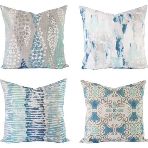 Inspiring Blue And Gray Pillows Images