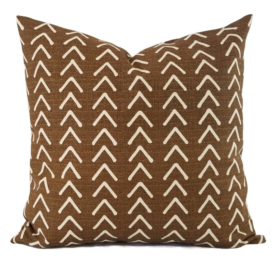 Two Mudcloth Pillow Cover Caramel Brown Pillow Covers Custom Pillow