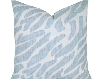 One Decorative Pillow, Soft Blue Pillow Cover, Zebra Pillow Cover, Modern Pillow Sham, Accent Pillow, Light Blue Throw Pillow, Custom Size