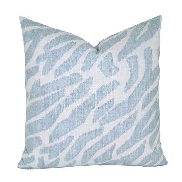 One Decorative Pillow, Soft Blue Pillow Cover, Zebra Pillow Cover, Modern Pillow Sham, Accent Pillow, Light Blue Throw Pillow, Custom Size