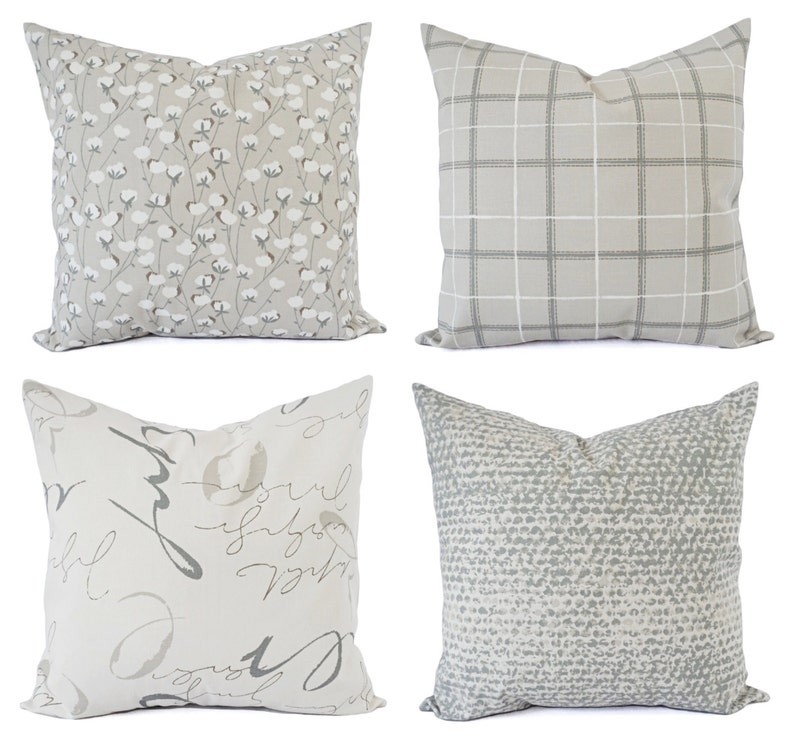 Two Decorative Pillow Covers Warm Grey Pillow Covers Cream Etsy