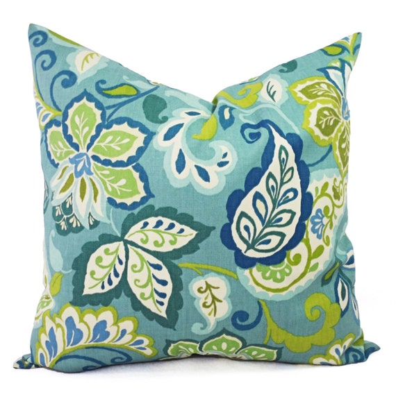 Two Decorative Pillow Covers Green Pillow Covers Blue Etsy