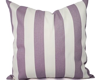 CLEARANCE Purple Pillow Cover - Decorative Pillow Cover - Striped Purple Throw Pillow - Lavender Pillow - Striped Pillow - Dorm Decor