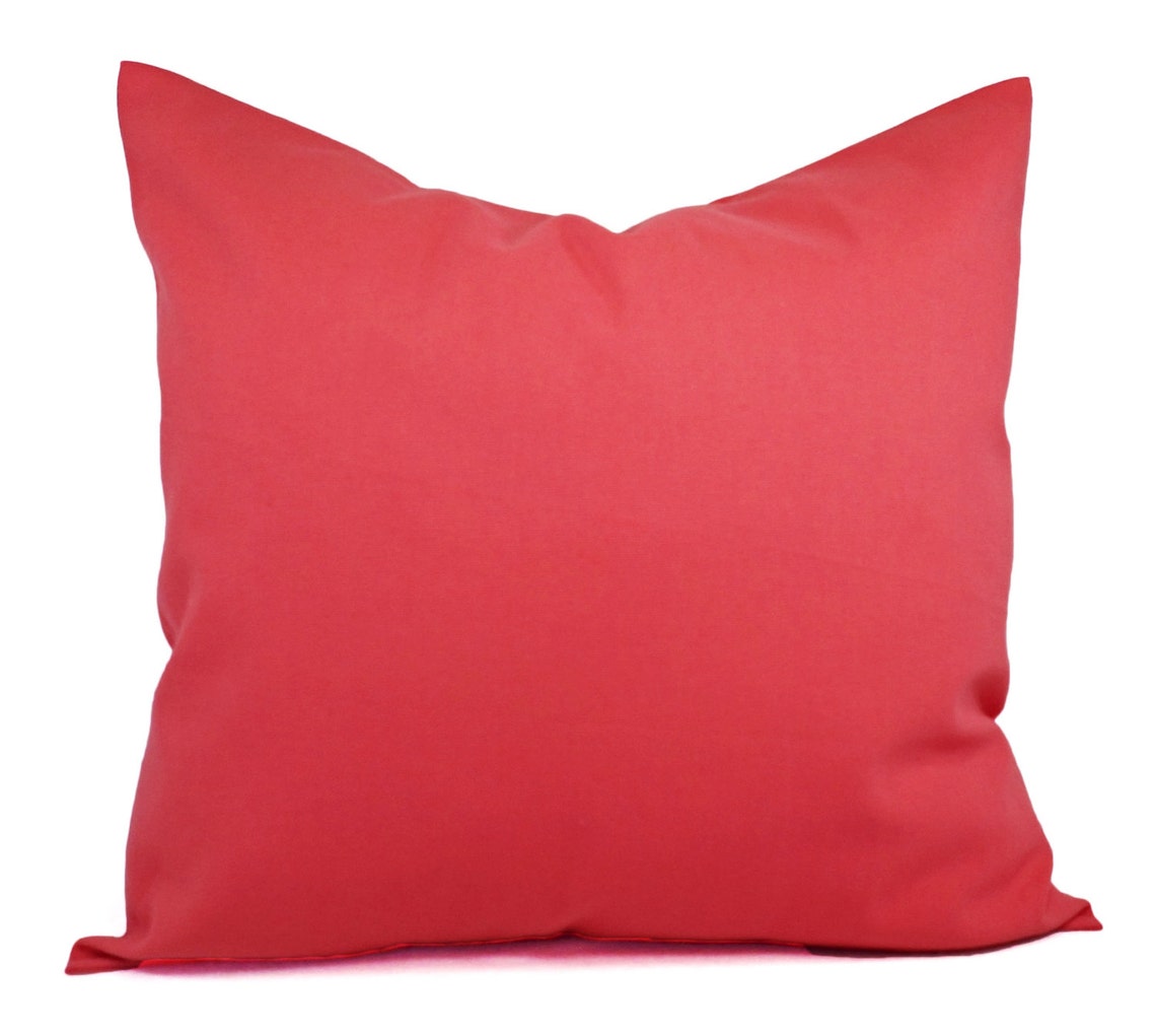 Two Solid Coral Throw Pillow Covers Coral Couch Pillow Etsy