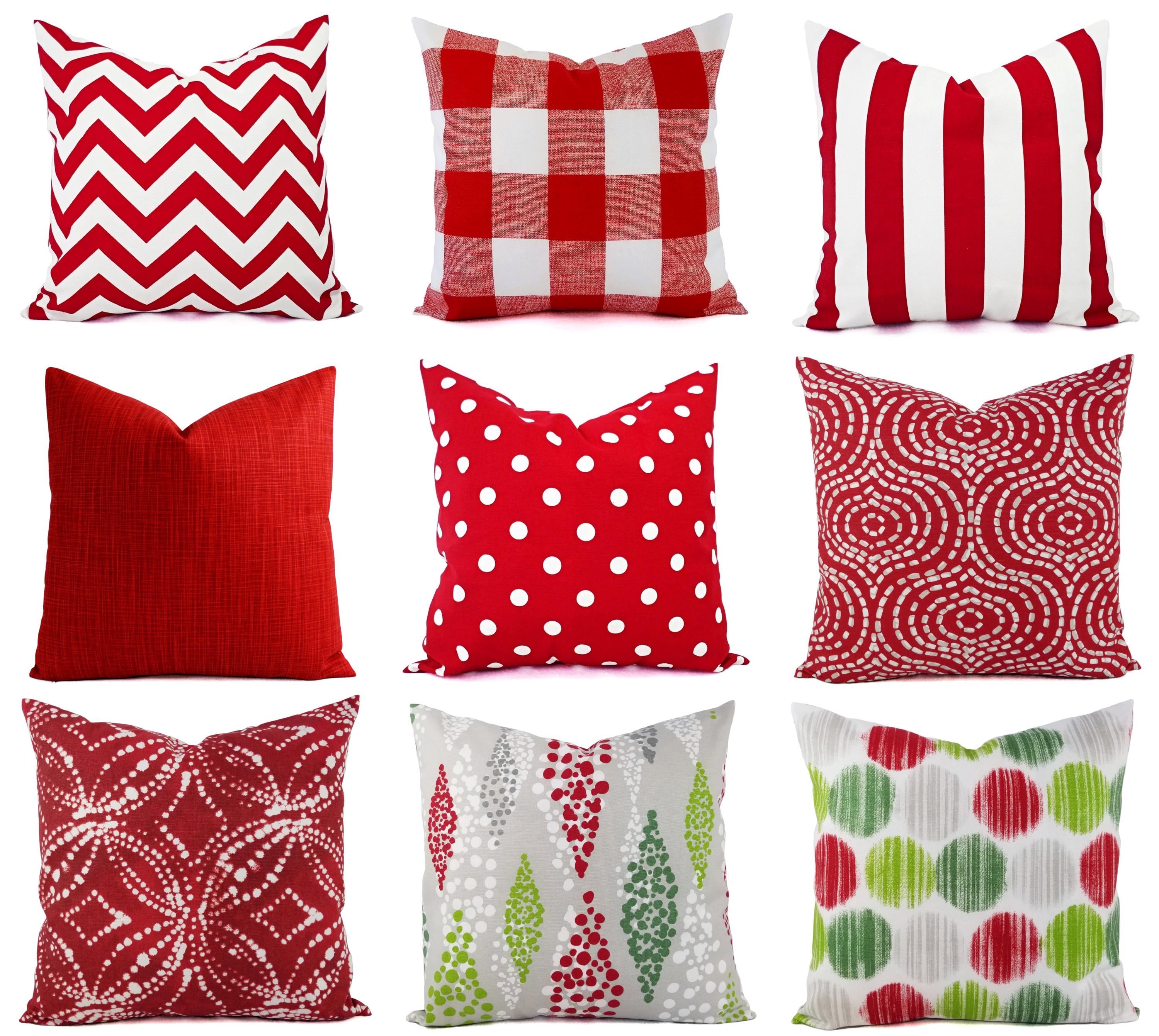 Red and White Pillow Cover, Pillow Cover 20 X 20 Inch, 16 Inch Red