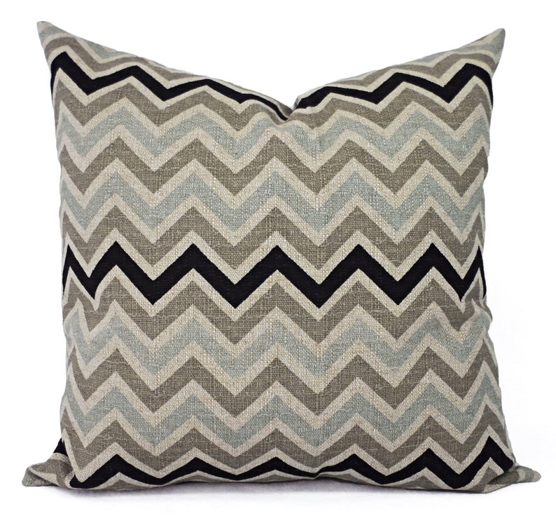 Two Chevron Throw Pillow Covers Black And Brown Pillow Etsy