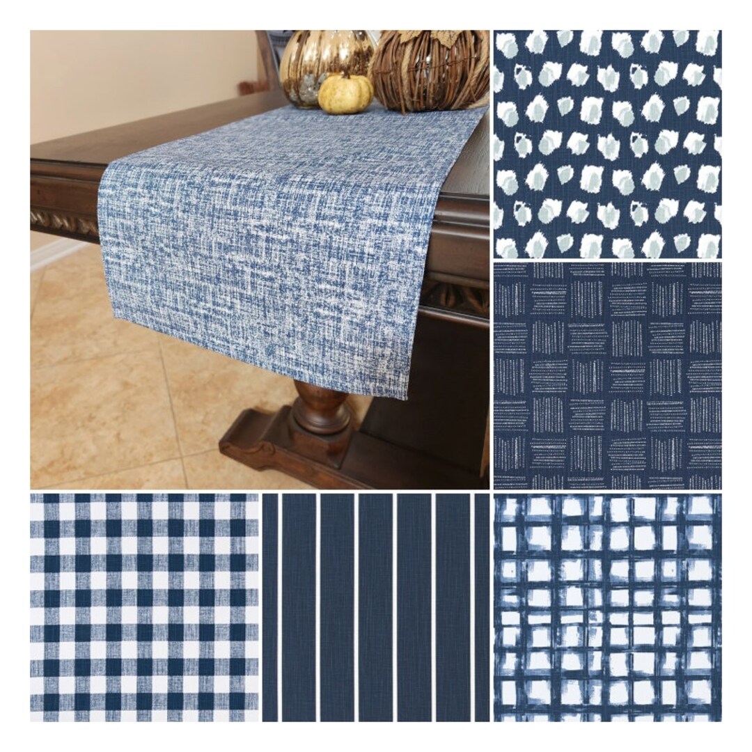 Navy Table Runner, Custom Size Table Centerpiece, Fabric Table Runner