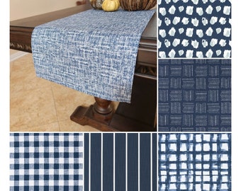 Navy Table Runner, Custom Size Table Centerpiece, Fabric Table Runner, Dark Blue Table Runner, Dining Room Decor, Custom Handmade Tablecloth