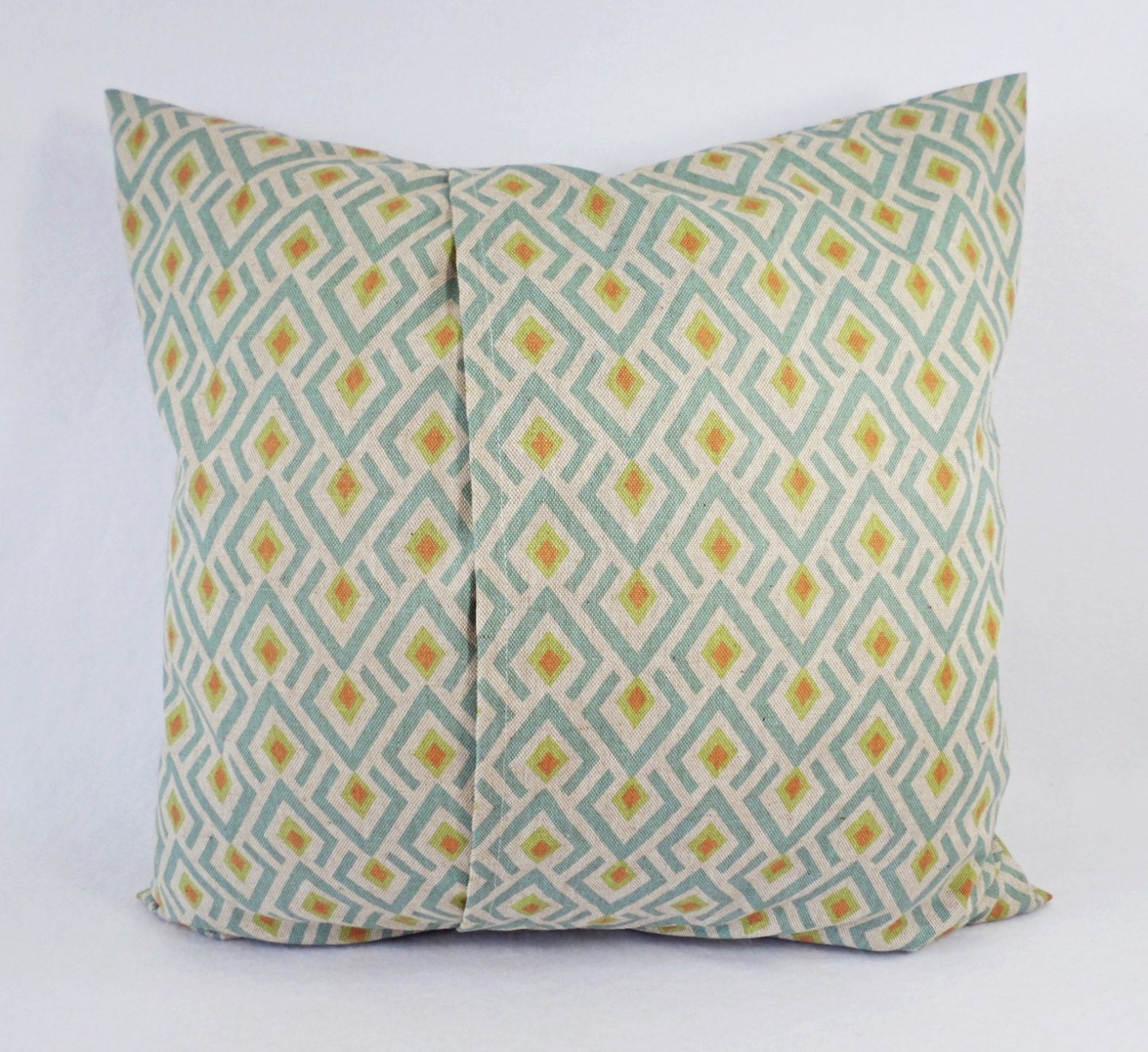 Orange Green and Blue Decorative Pillow Covers Two Geometric Etsy