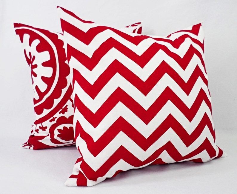 Red Pillow Covers Decorative Throw Pillow Cover Red Couch Etsy