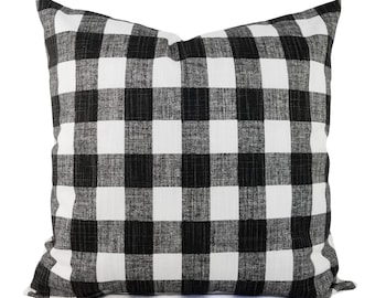Two Black and White Pillow Covers - Plaid Pillow Cover - Buffalo Check Pillows - Black Plaid Pillow - Custom Pillow Cover - Modern Pillow