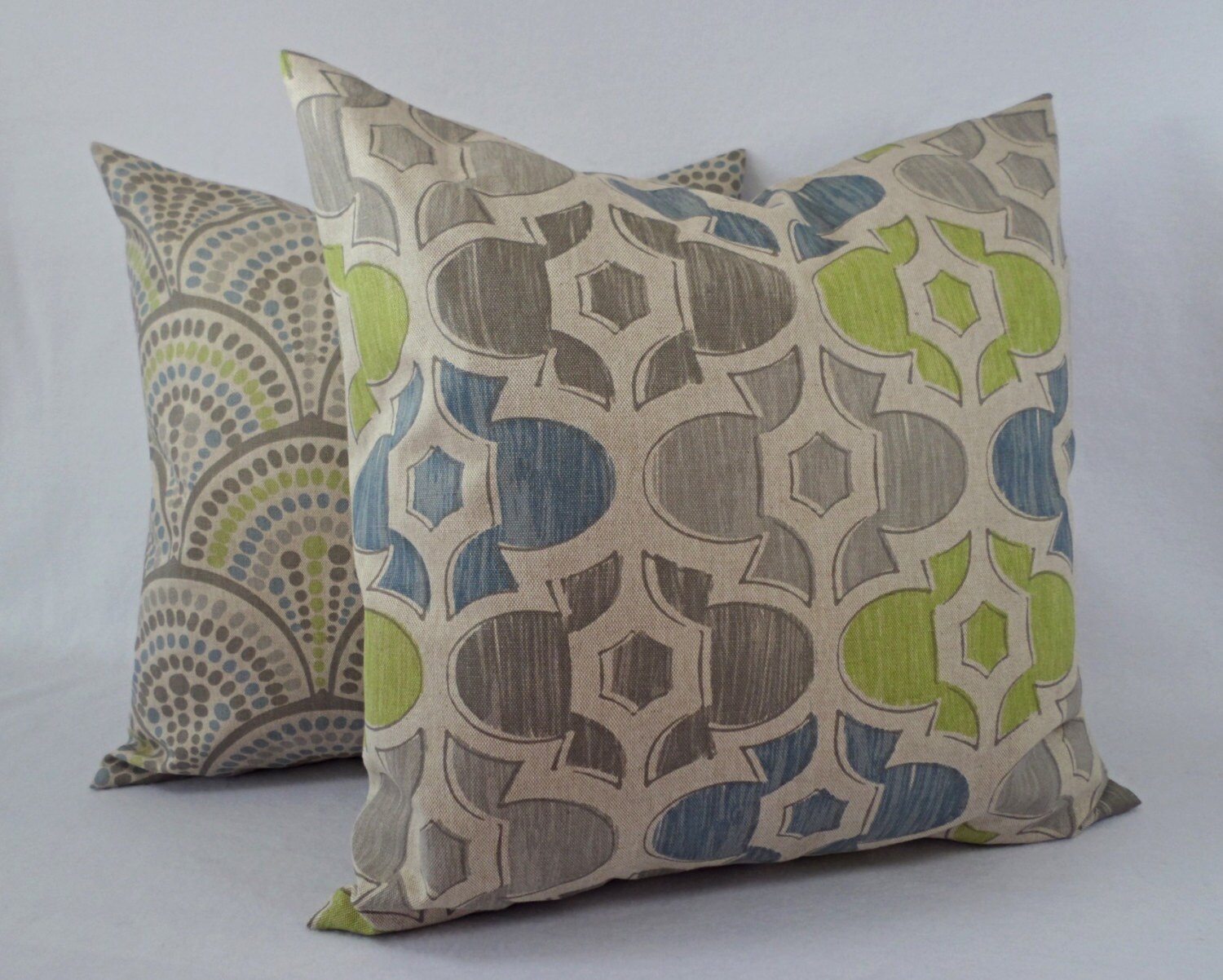 Decorative Pillow Green Blue and Beige Decorative Pillow Etsy