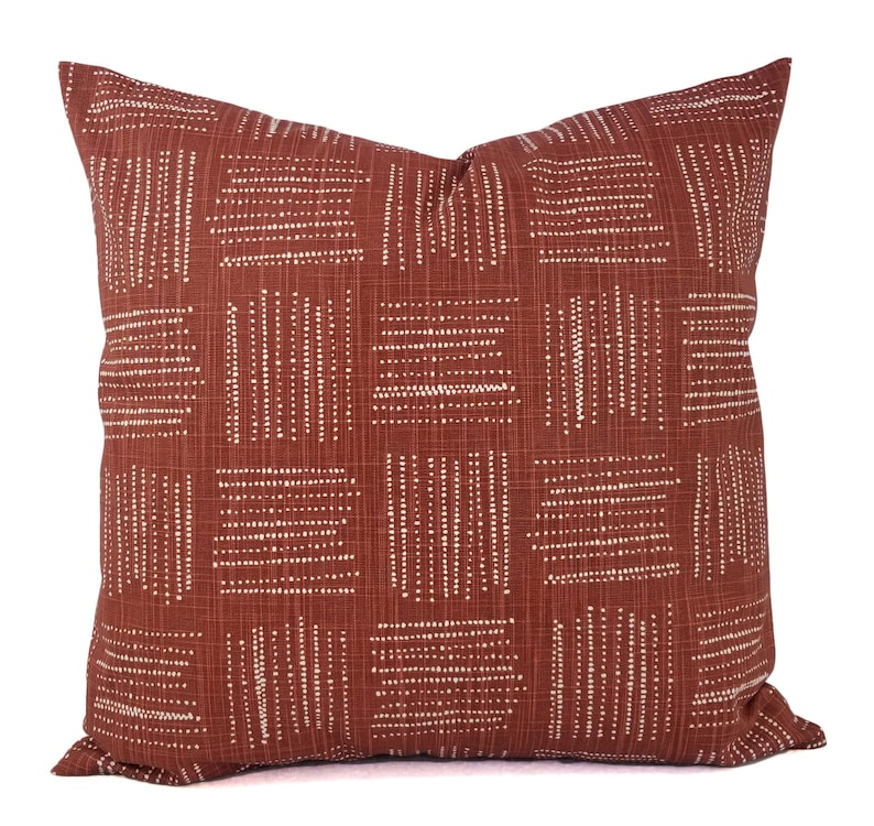 One Decorative Pillow Red and White Pillow Cover Brick Red Etsy