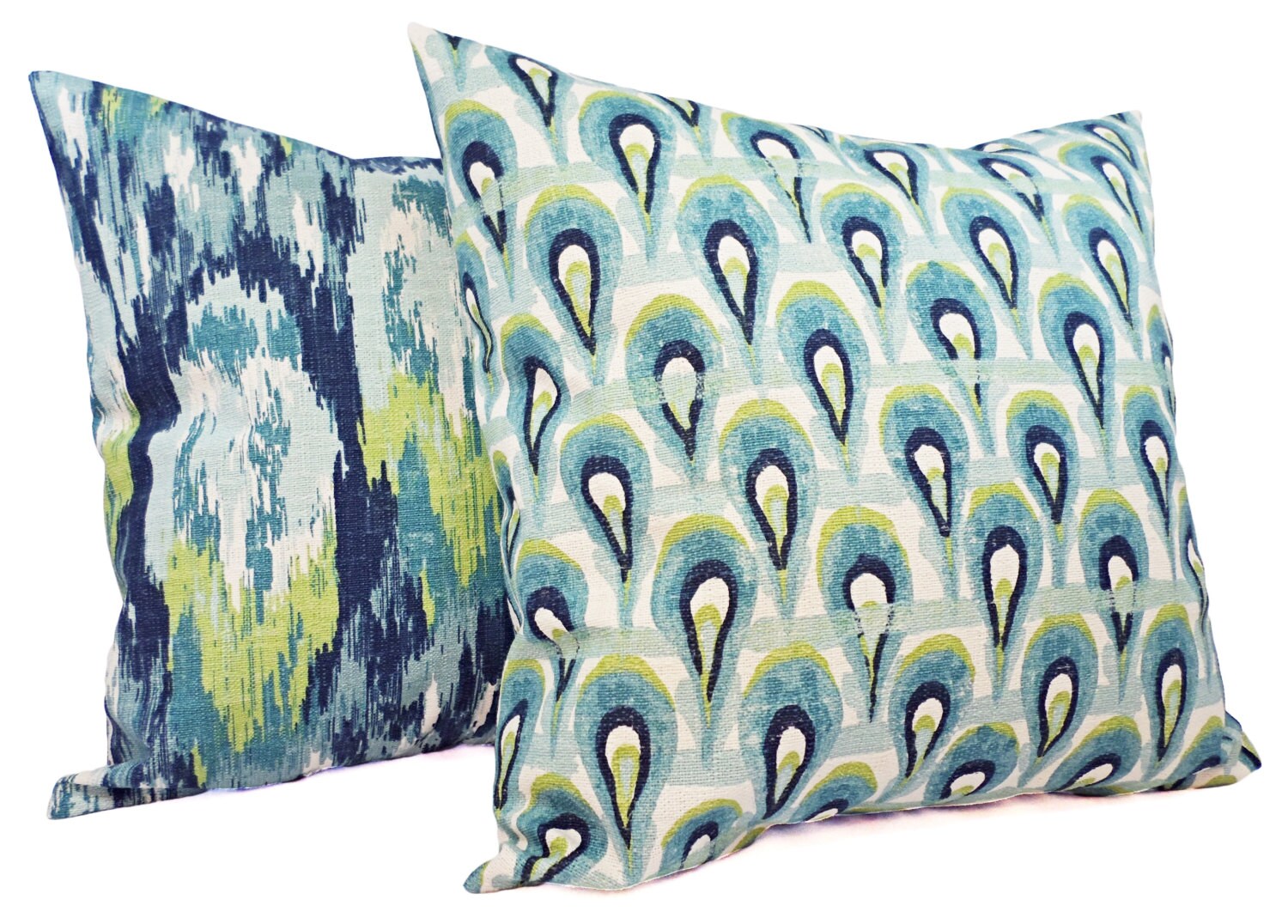One Blue and Green Ikat Pillow Cover Decorative Pillow Etsy