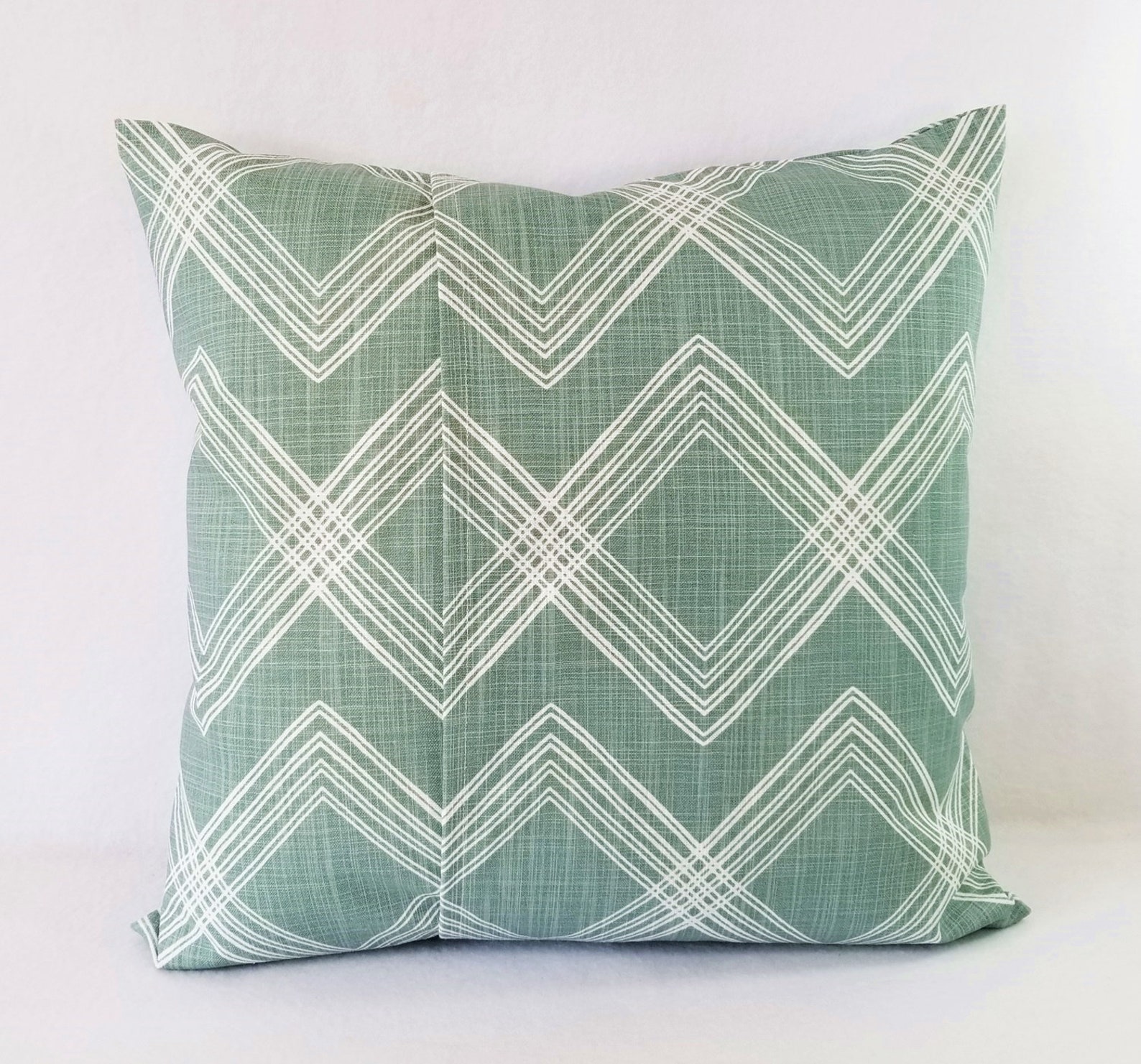 Two Soft Green Decorative Pillow Covers Two White and Green Etsy