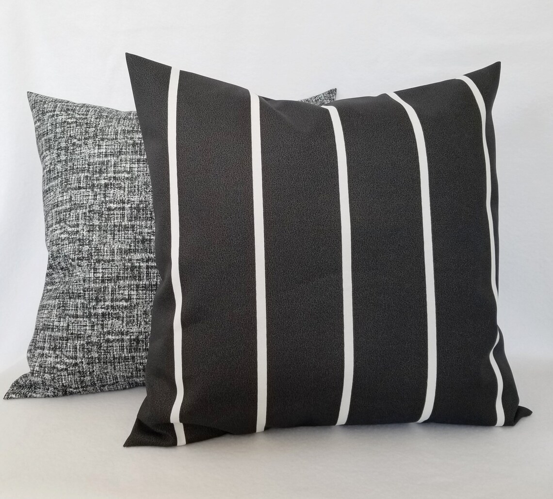 OUTDOOR Dark Grey Pillow Covers Grey Pillows Grey Pillow Etsy